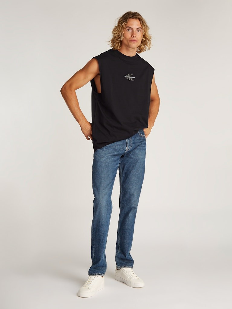 Calvin Klein Rejeneratif Pamuk Siyah Erkek Kolsuz T-shirt - J30J327493BEH