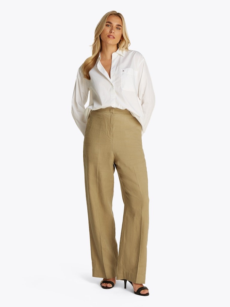 Tommy Hilfiger Keten Bej Kadın Comfort Pantolon - WW0WW46823AEH