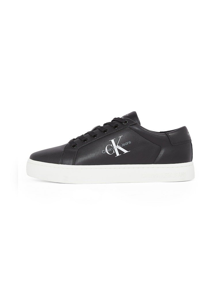 Calvin Klein Deri Siyah Erkek Kısa Taban Sneakers - YM0YM00491BDS