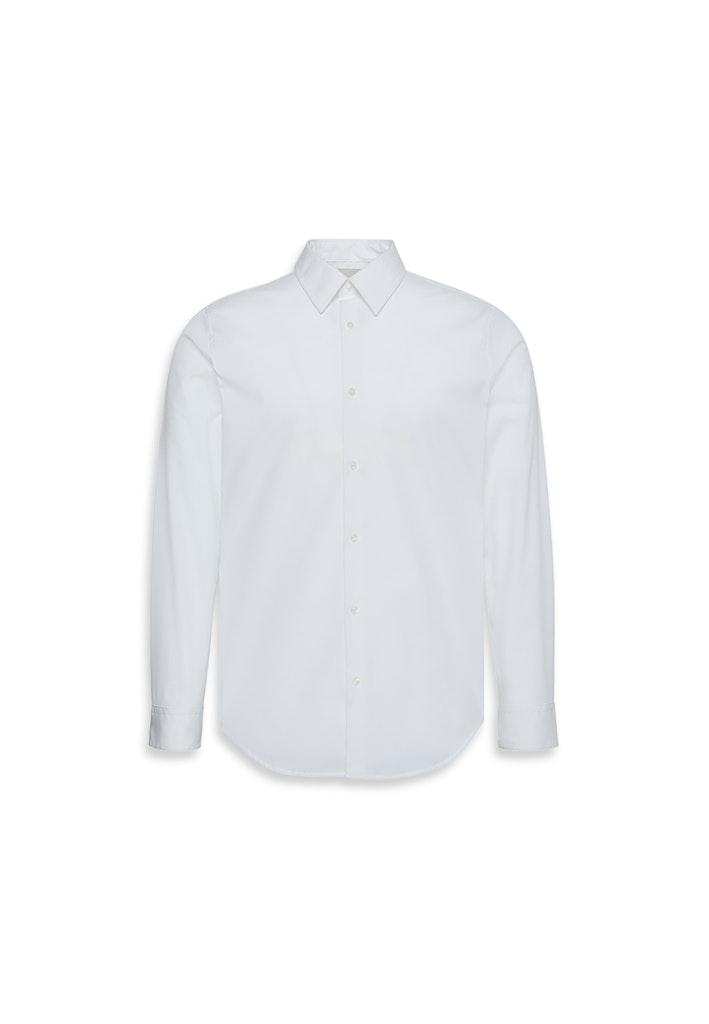 Calvin Klein Erkek Beyaz Poplin Dar Kesim Uzun Kollu Gömlek