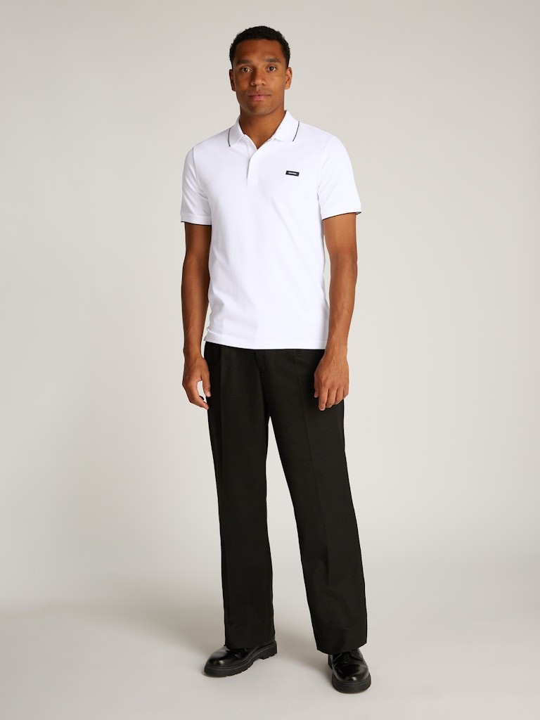 Calvin Klein Organik Pamuk Beyaz Erkek Kısa Kollu Düğmeli Polo Yaka T-Shirt - K10K112751YAF