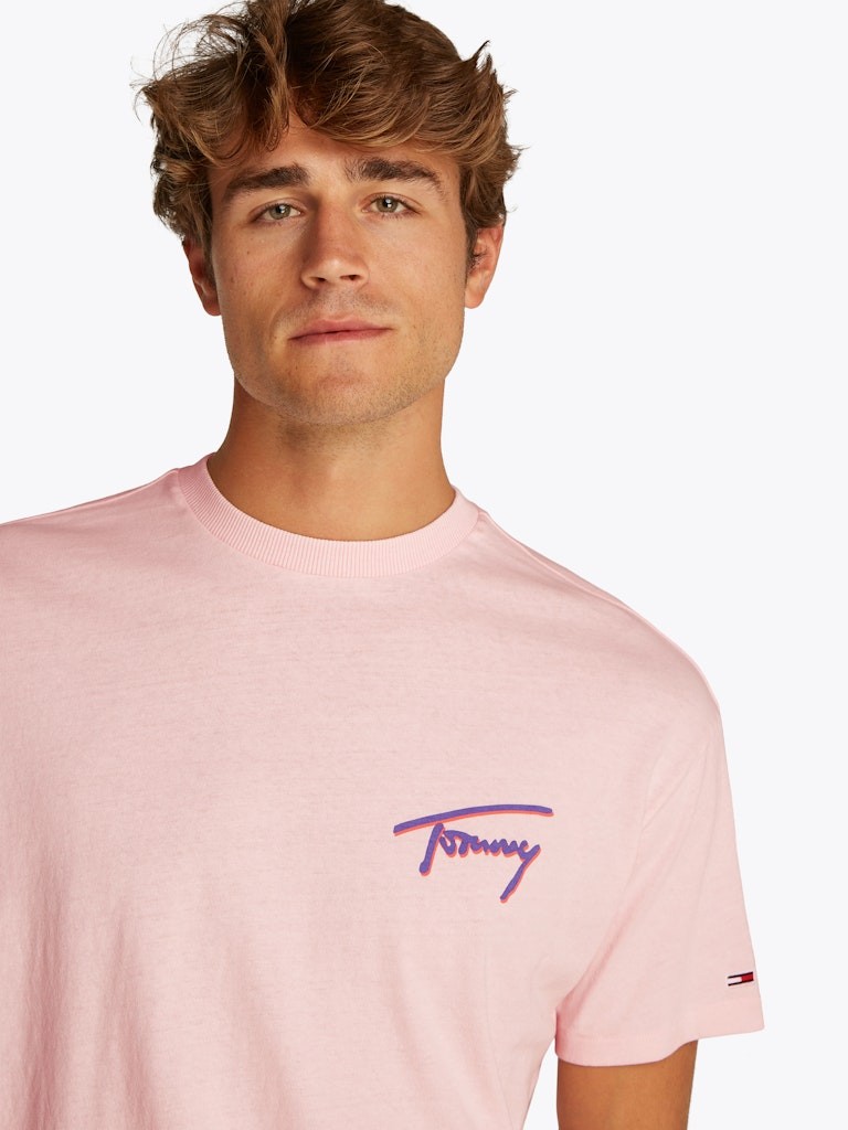 Tommy Hilfiger Rejeneratif Pamuk PEMBE Erkek Kısa Kollu T-Shirt - DM0DM20768TH3