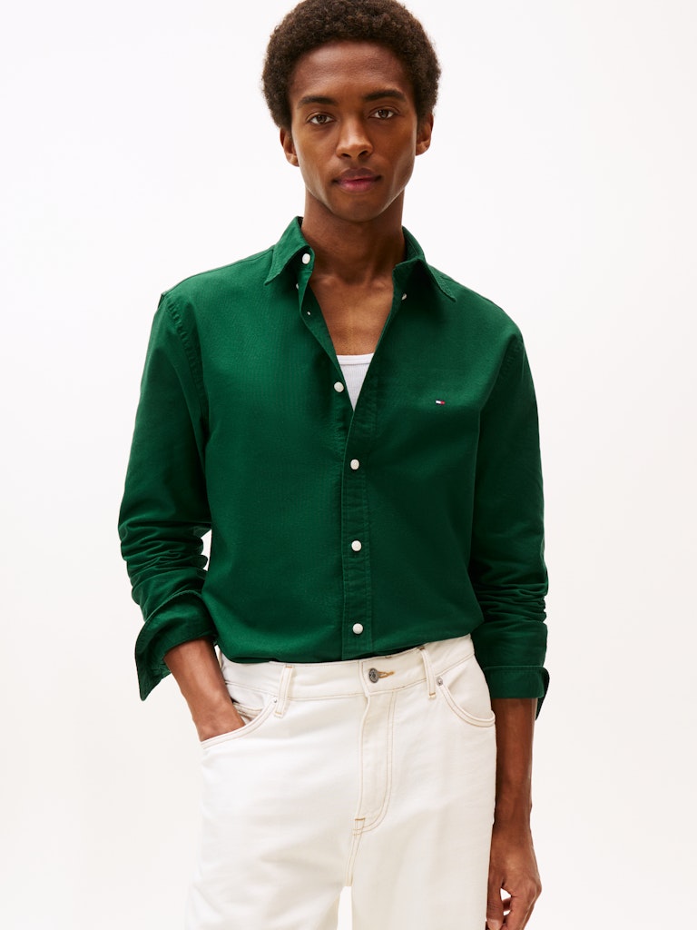 Tommy Hilfiger Erkek Oxford Normal Kesim Yeşil Gömlek