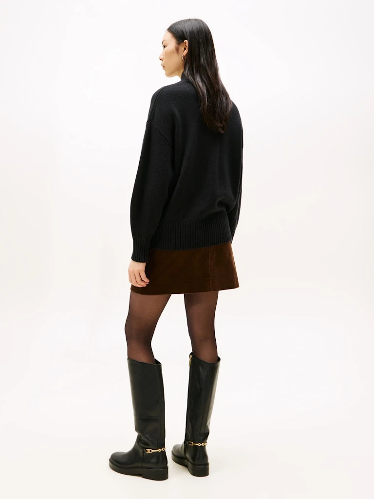 Tommy Hilfiger Kadın Siyah Yarım Boğazlı Triko