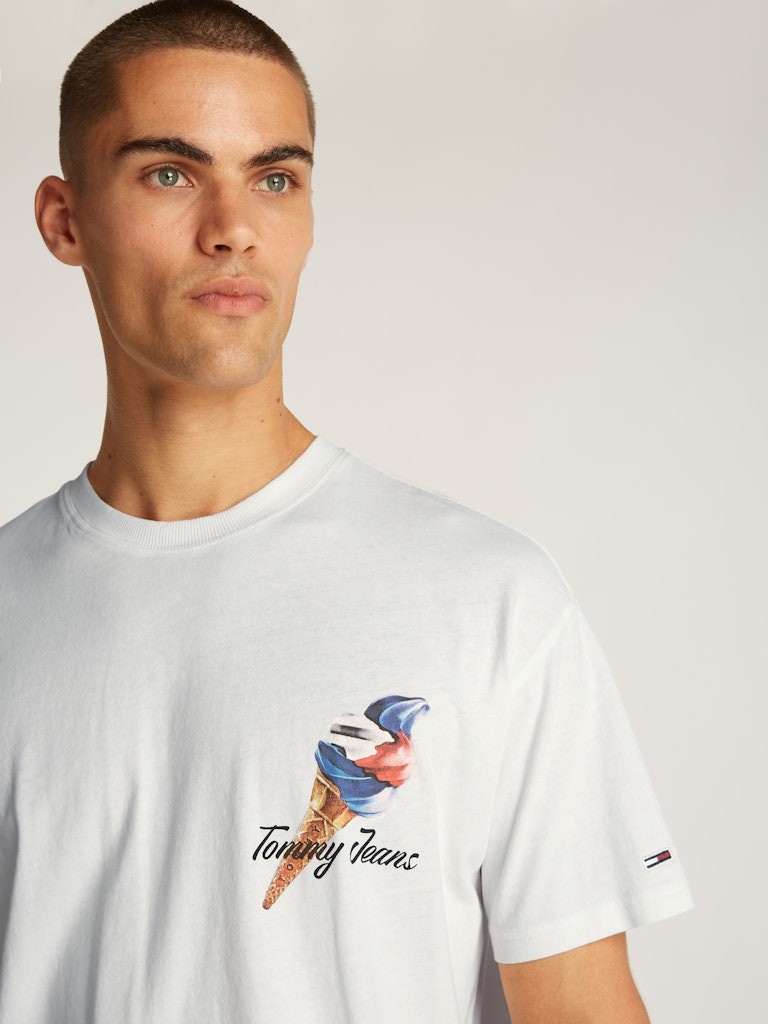 Tommy Hilfiger Pamuk Beyaz Erkek Kısa Kollu T-Shirt - DM0DM20352YBL
