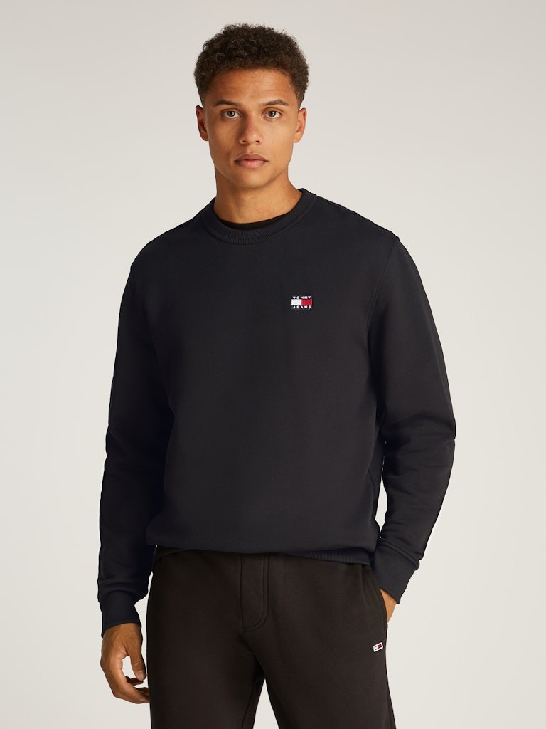 Tommy Hilfiger Erkek Logolu Siyah Sweatshirt - DM0DM20660BDS