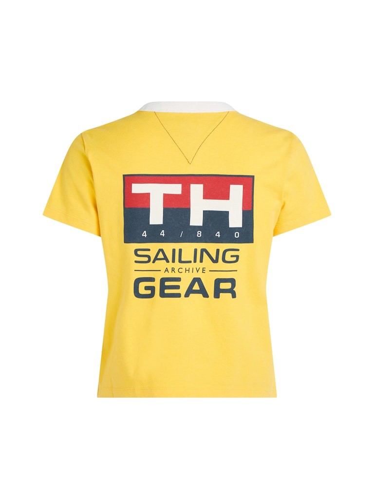 Tommy Hilfiger Organik Pamuk Sarı Kadın Kısa Kollu Yelkenci T-Shirt - WW0WW45598ZH1