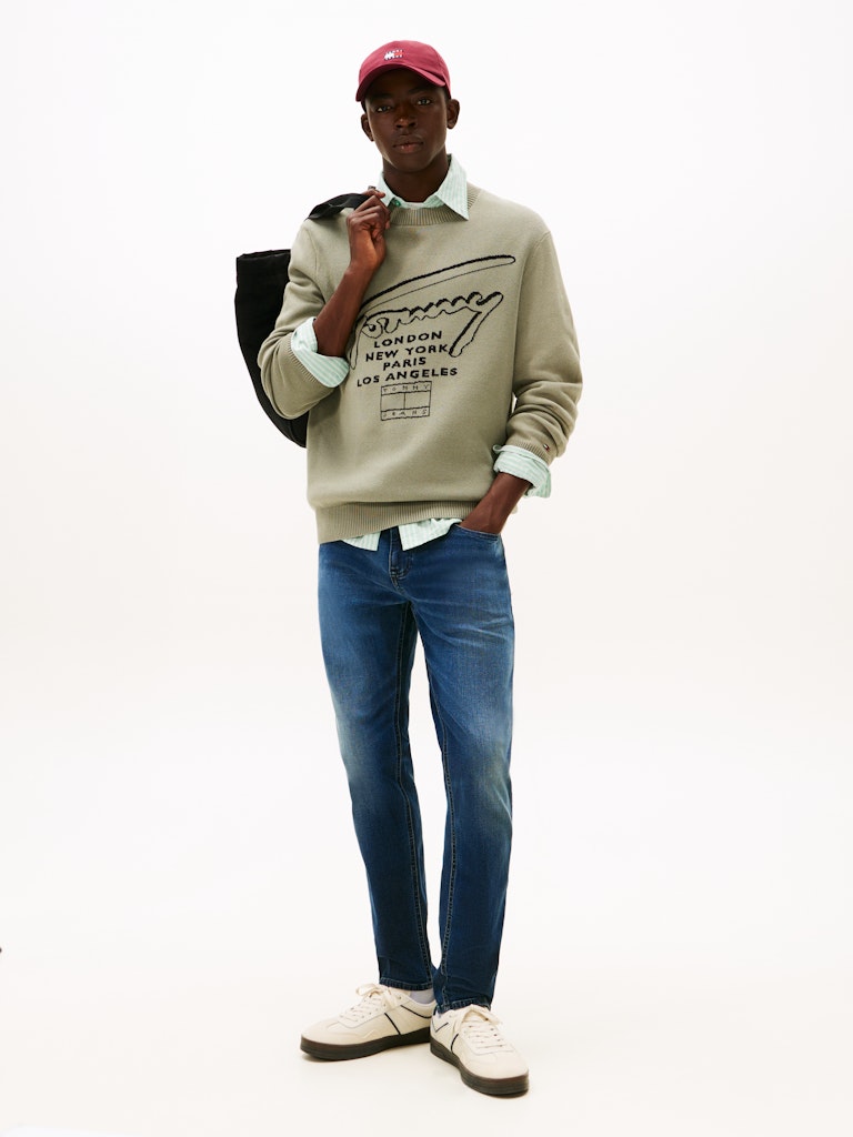 Tommy Hilfiger Erkek Mavi  Tapered Kesim Austin Jean Pantolon