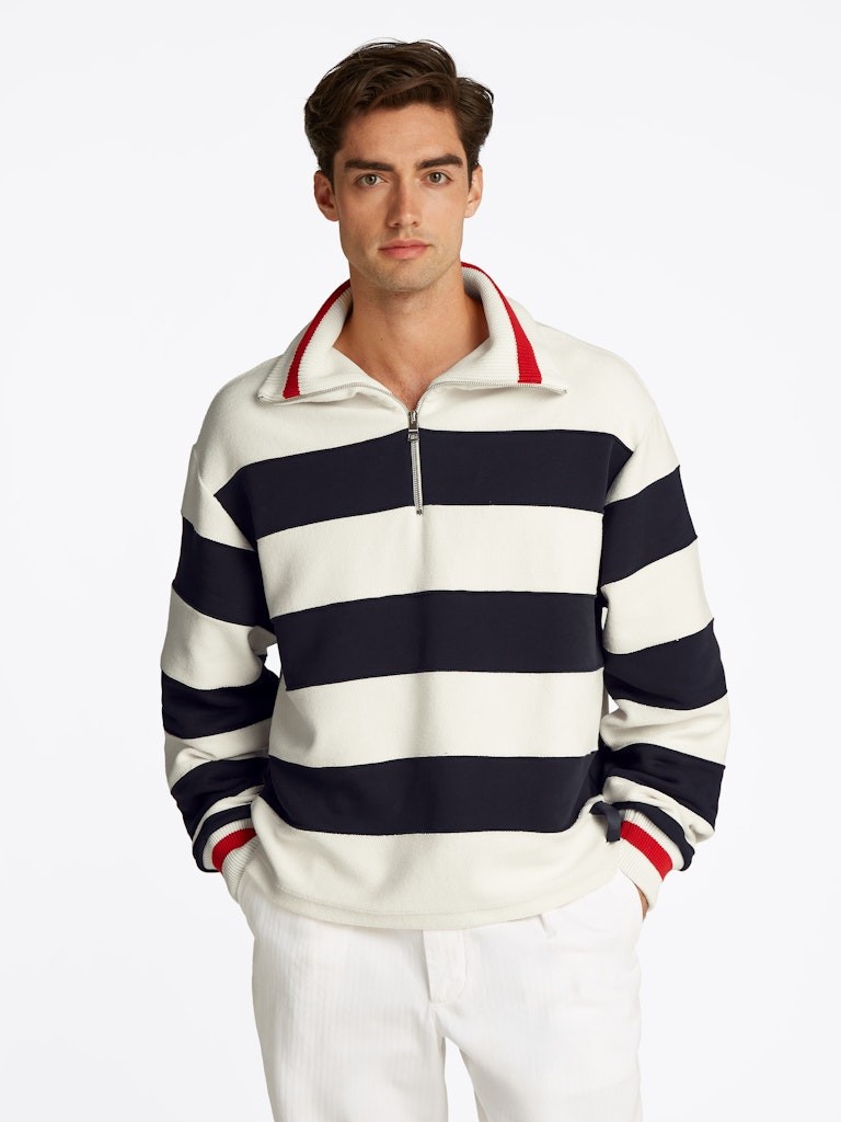 Tommy Hilfiger Pamuk Lacivert Erkek Fermuar Yaka Sweatshirts - MW0MW38967DW5