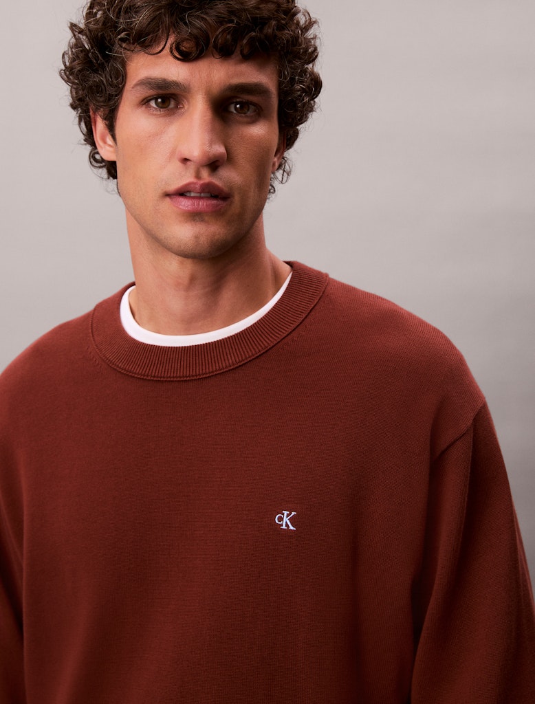 Calvin Klein Erkek Kahverengi O Yaka Triko