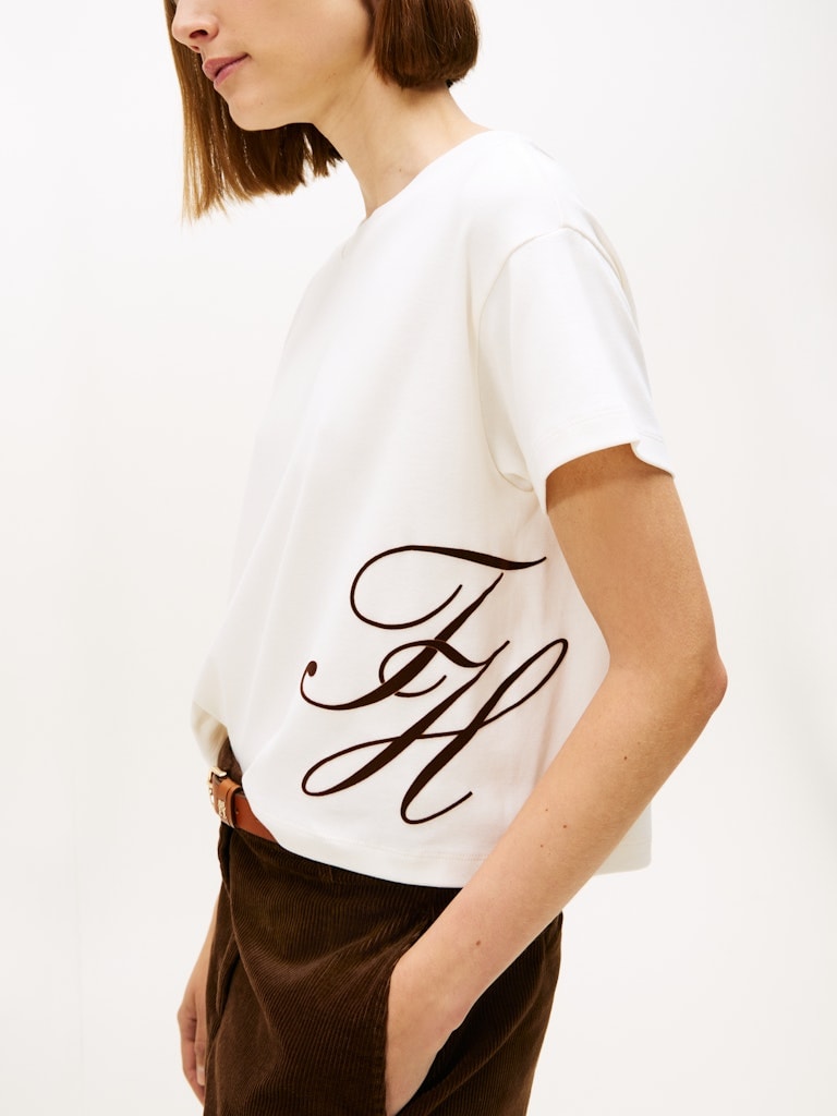 Tommy Hilfiger Kadın Ekru O Yaka T-Shirt