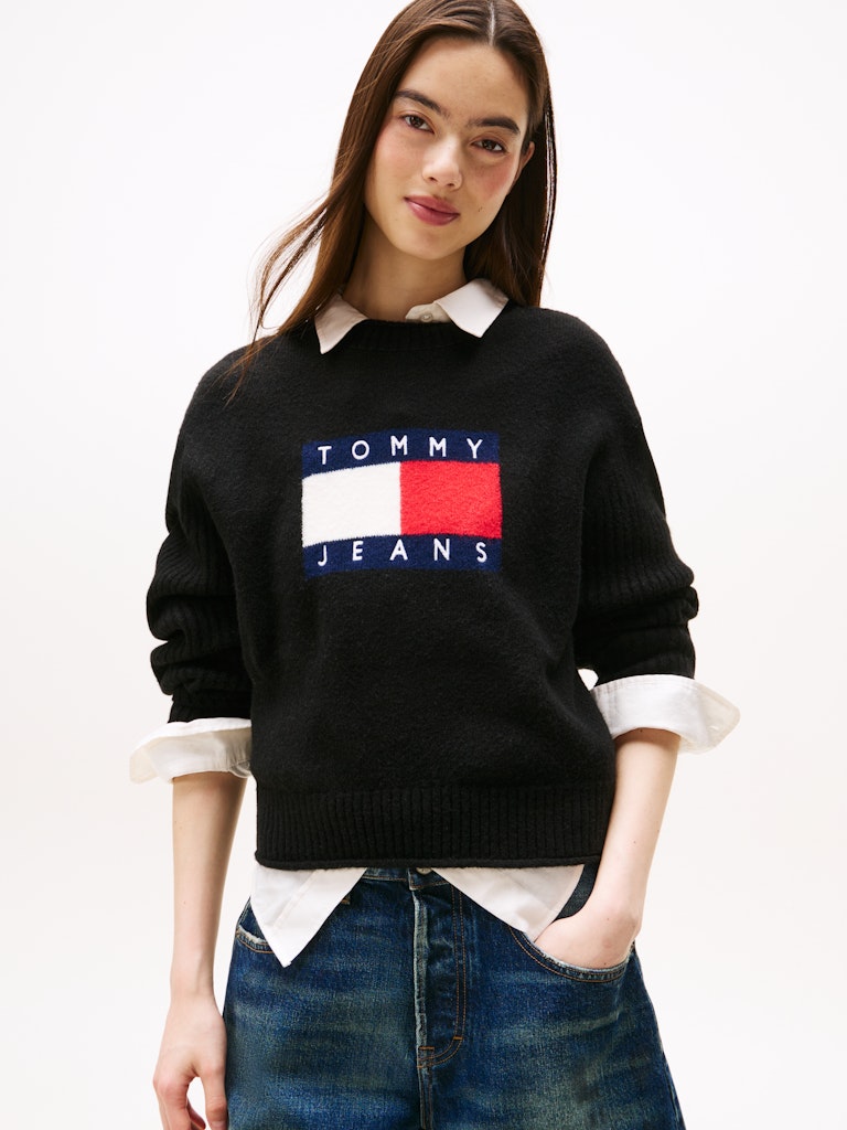 Tommy Hilfiger Kadın Siyah O Yaka Triko