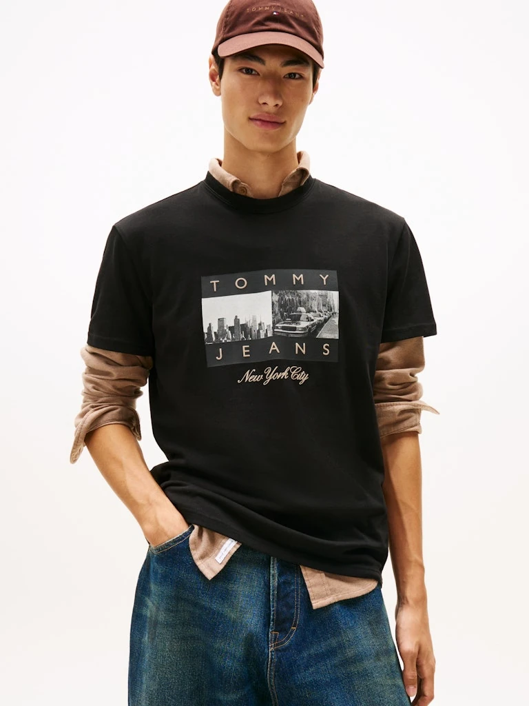 Tommy Hilfiger Erkek O Yaka Siyah T-Shirt