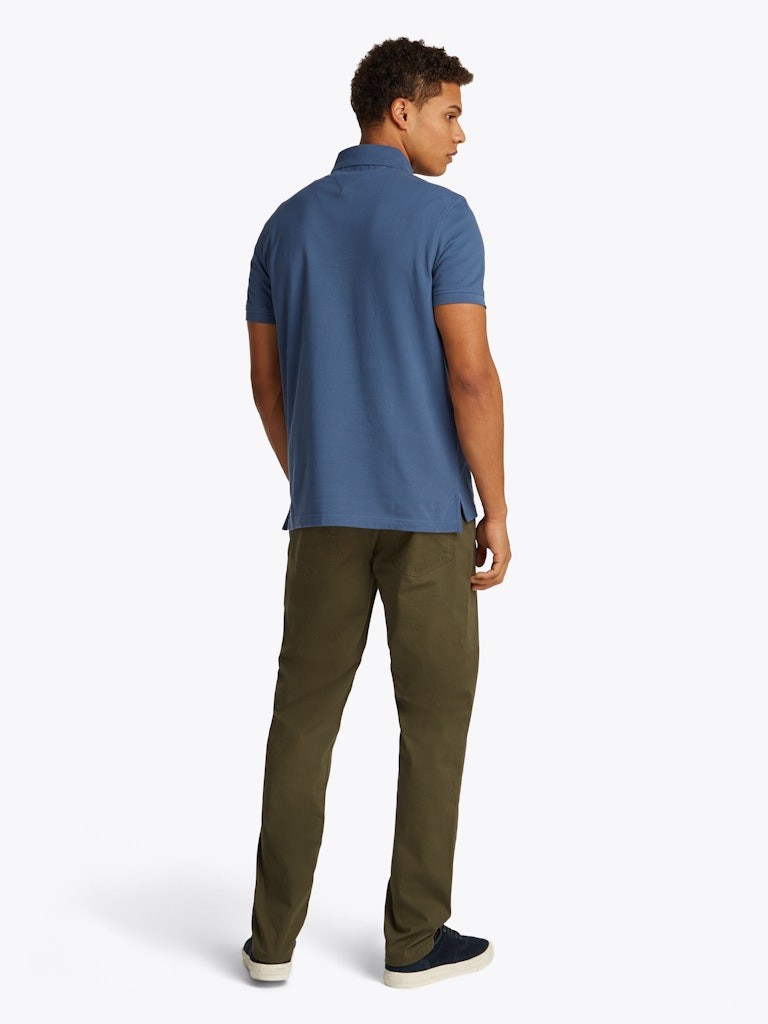 Tommy Hilfiger Organik Pamuk Mavi Erkek Kısa Kollu Düğmeli Polo Yaka T-Shirt - MW0MW17770DBZ