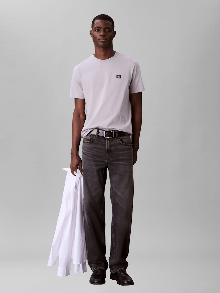 Calvin Klein Erkek Gri Pamuk O Yaka Kısa Kolu T-Shirt