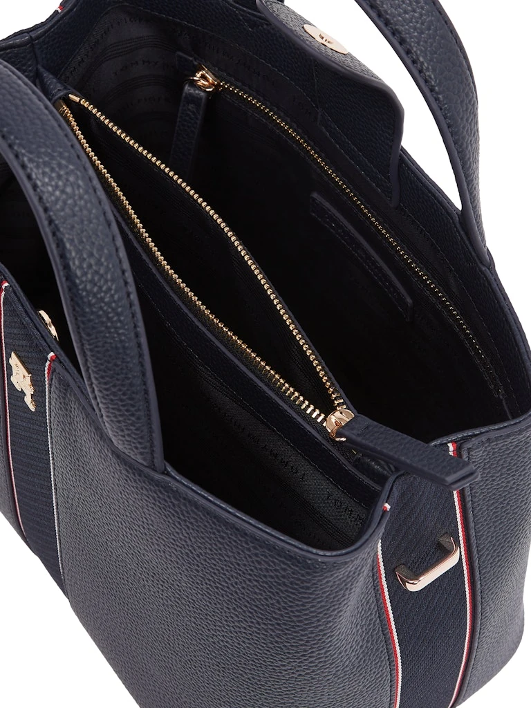 Tommy Hilfiger Kadın Çakıl Taşı Desenli Manyetik Kapamalı Şerit Detaylı Mavi Laptop & Evrak Çantası