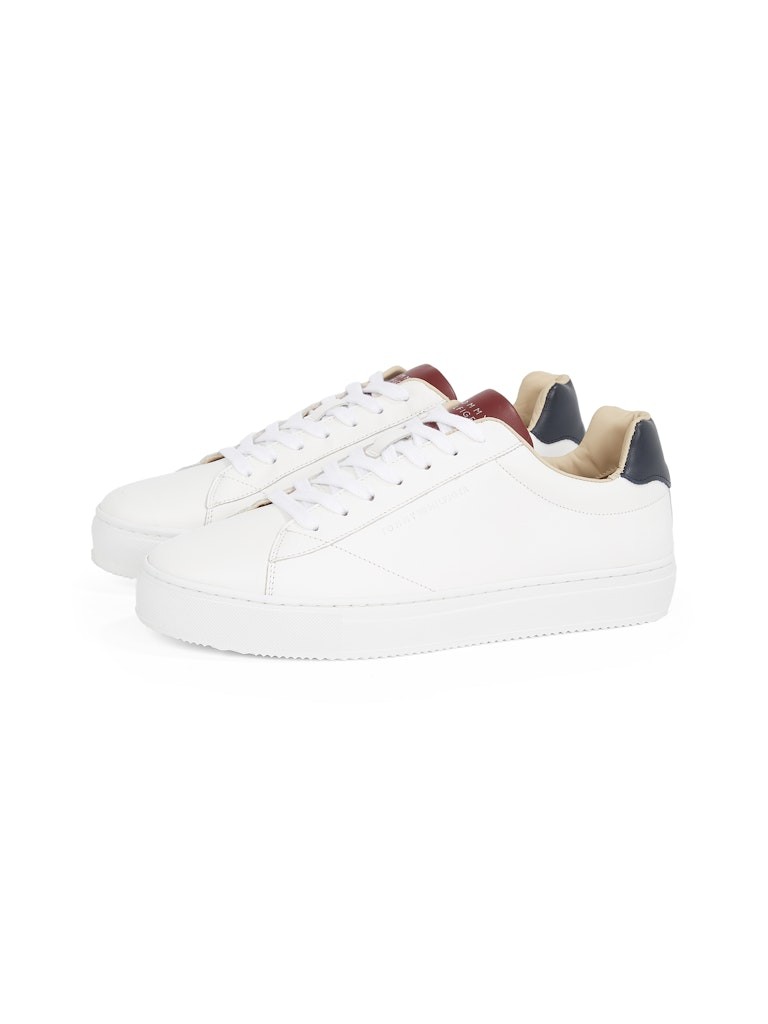 Tommy Hilfiger Deri Beyaz Erkek Kısa Taban Sneakers - FM0FM054120K5