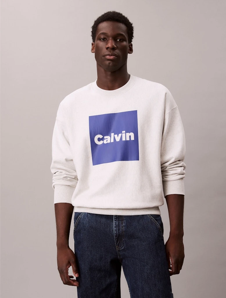 Calvin Klein Erkek Beyaz O Yaka Sweatshirt
