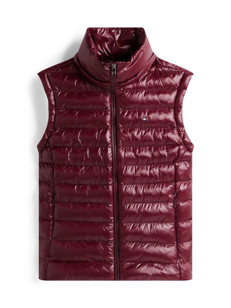 Tommy Hilfiger Kadın Bordo Padded Kapşonlu Yelek
