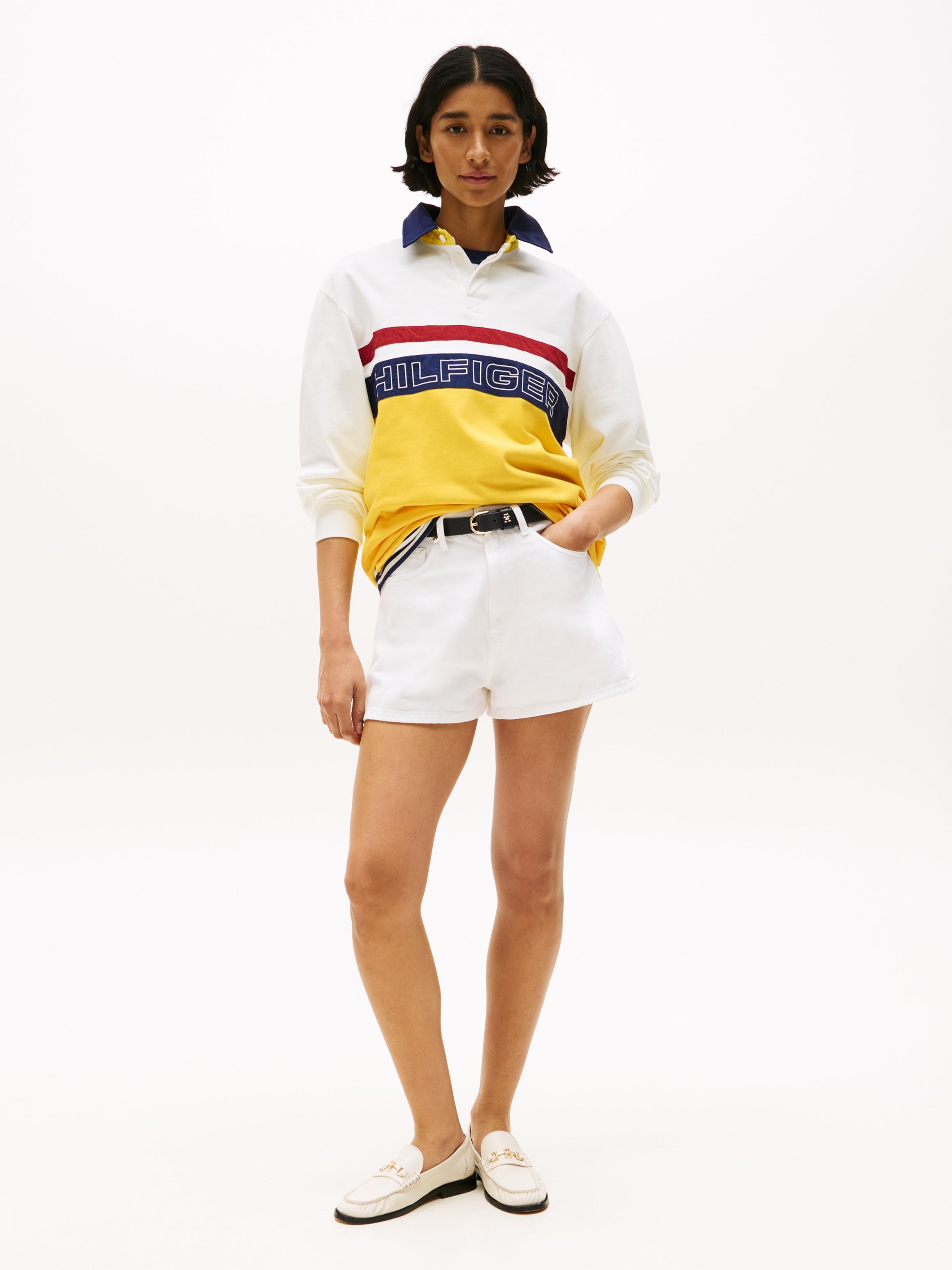 Tommy Hilfiger Organik Pamuk Sarı Unisex Polo Yaka Yelkenci Sweatshirts - MN0MN00018ZH1