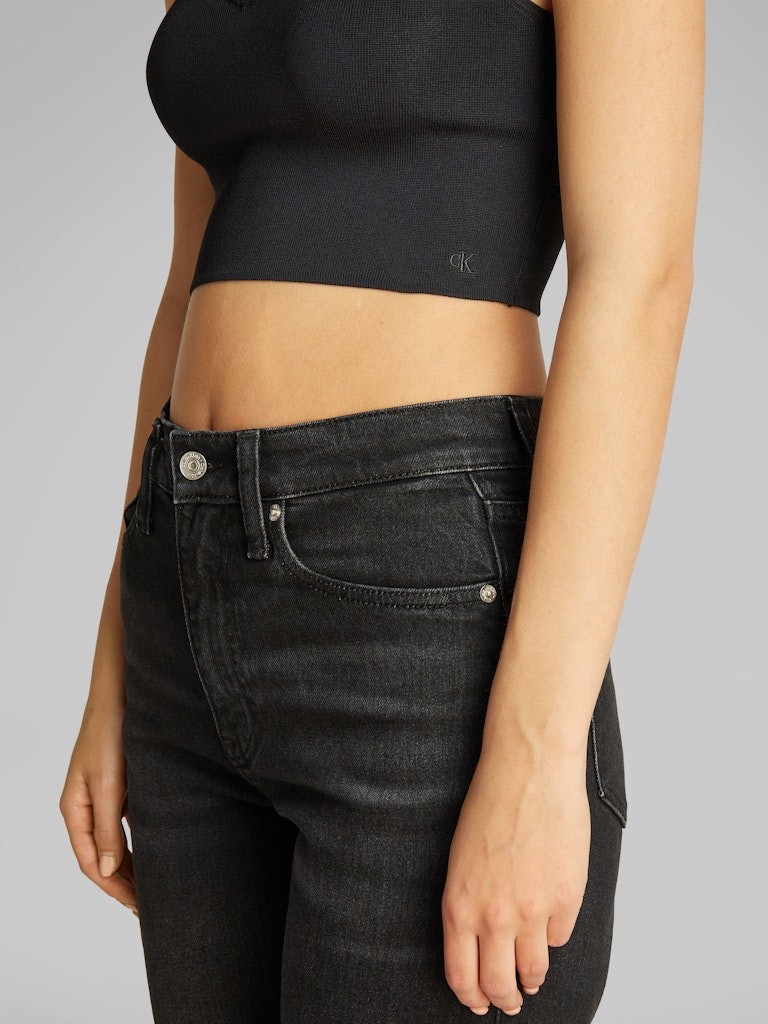 Calvin Klein Kadın Askılı Slim Fit V Yaka Örgü Kumaş Siyah Bralet - J20J224805BEH