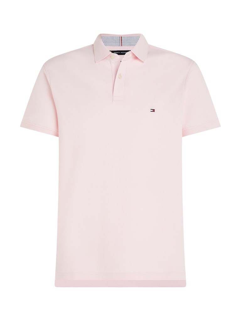Tommy Hilfiger Organik Pamuk PEMBE Erkek Kısa Kollu Düğmeli Polo Yaka T-Shirt - MW0MW17770TOG