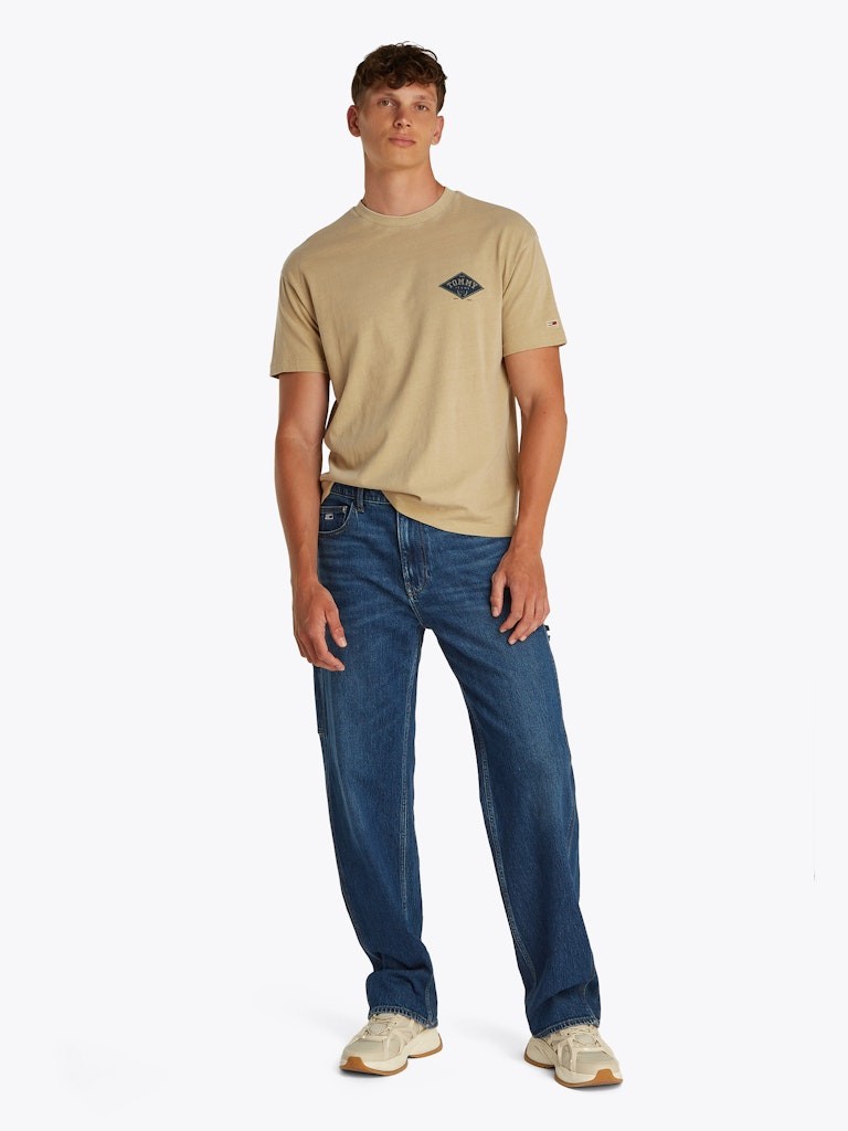 Tommy Hilfiger Pamuk Bej Erkek Kısa Kollu T-Shirt - DM0DM20806ACT