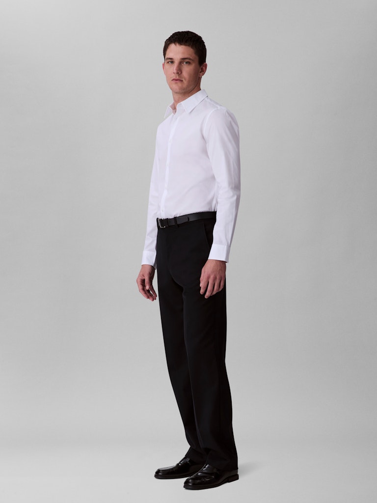Calvin Klein Erkek Beyaz Poplin Dar Kesim Uzun Kollu Gömlek