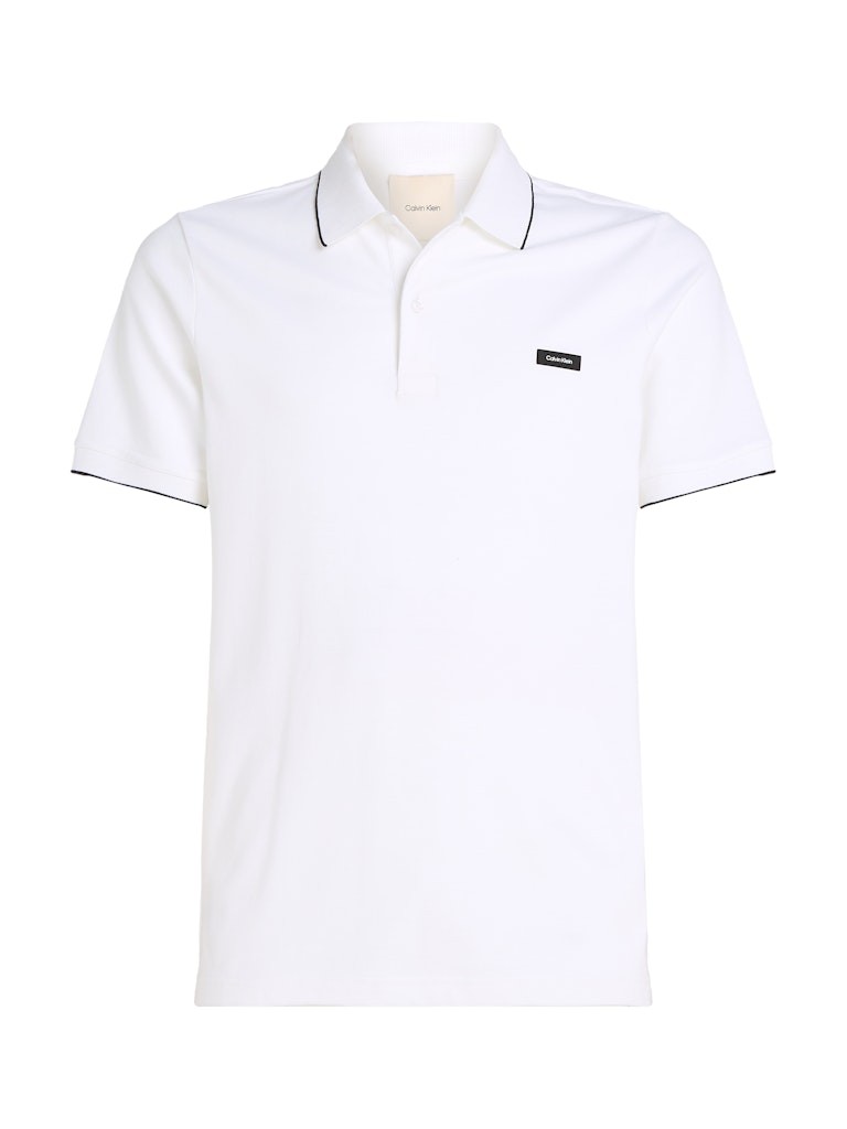 Calvin Klein Organik Pamuk Beyaz Erkek Kısa Kollu Düğmeli Polo Yaka T-Shirt - K10K112751YAF