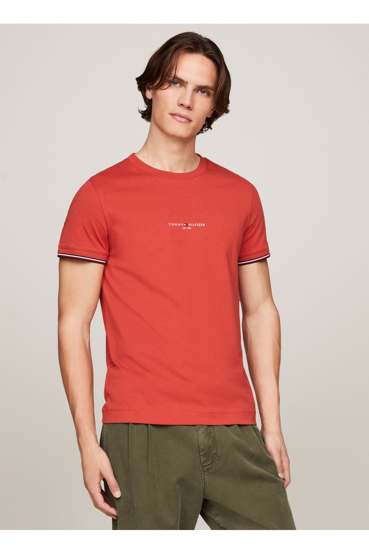 Erkek Tommy Logo Tipped T-Shirt