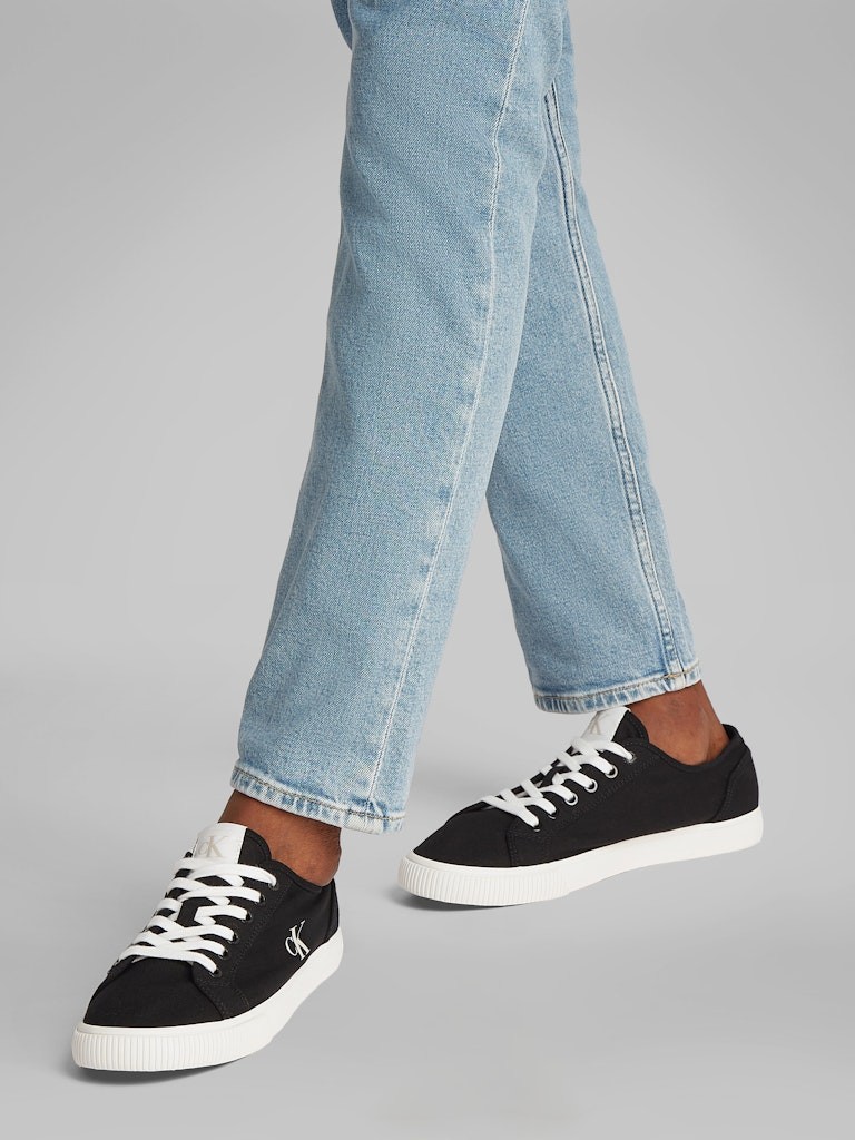Calvin Klein Pamuk Siyah Erkek Kısa Taban Sneakers - YM0YM012090GM