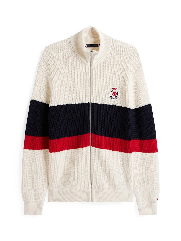 Tommy Hilfiger Erkek Ekru  Tam Fermuar  Triko
