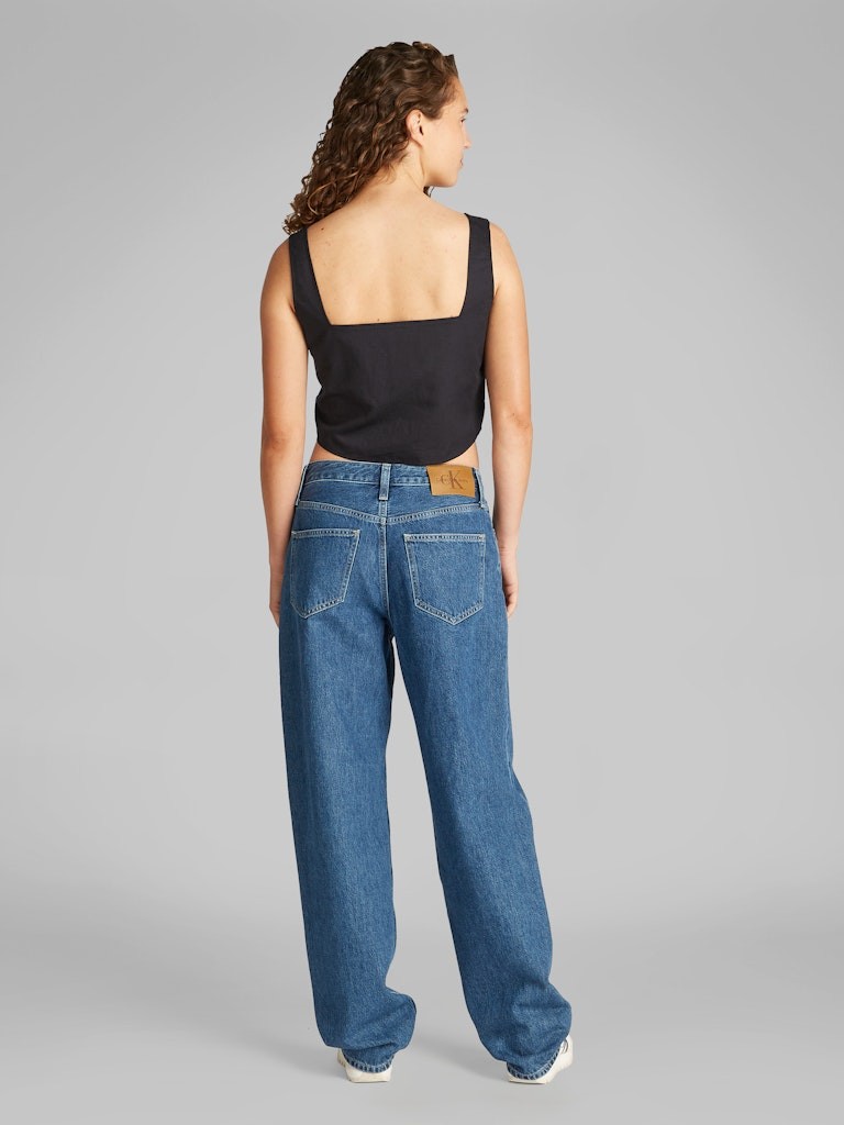 Calvin Klein Keten Siyah Kadın Kolsuz Gömlek - J20J225347BEH