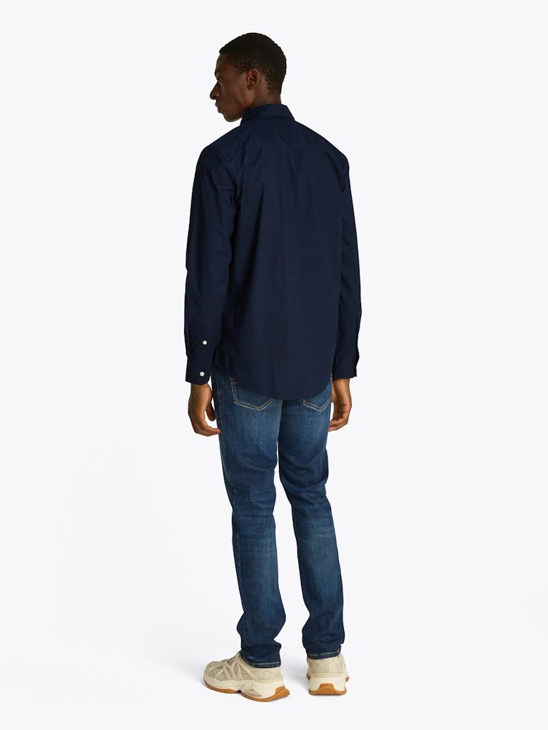 Tommy Hilfiger Poplin Lacivert Erkek Uzun Kollu Gömlek - MW0MW38137DW5