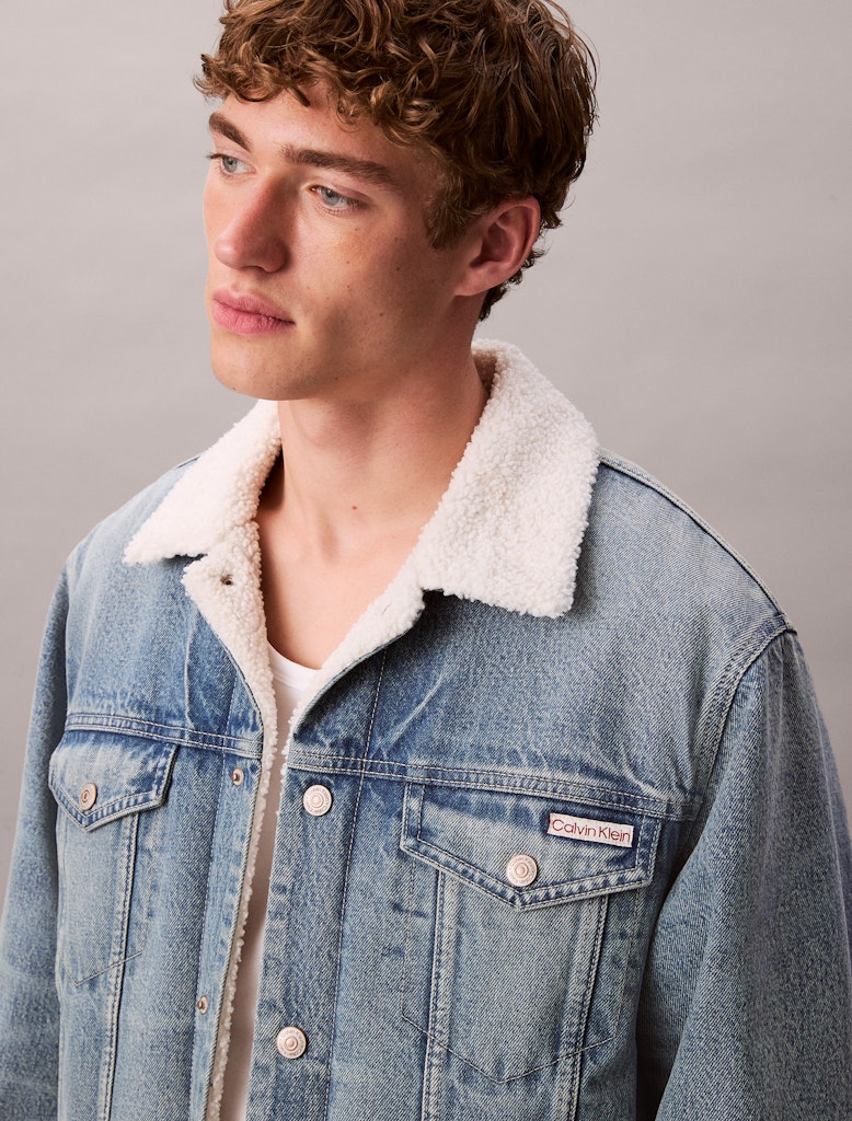 Calvin Klein Erkek Mavi Denim Kot Mont