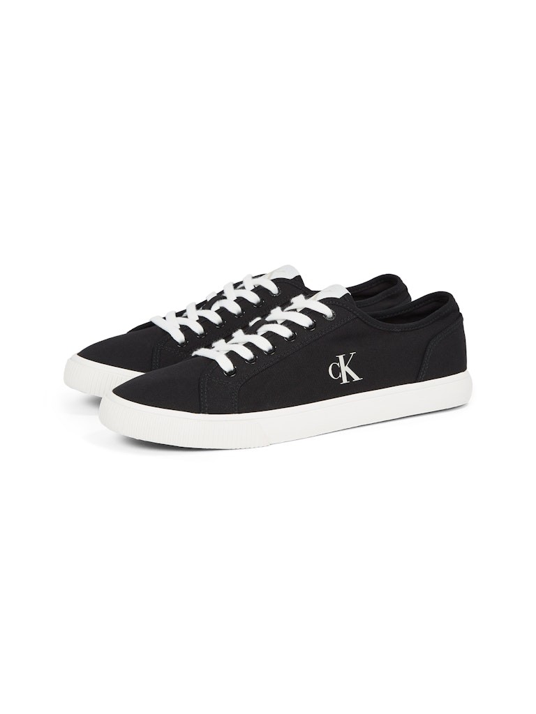 Calvin Klein Pamuk Siyah Erkek Kısa Taban Sneakers - YM0YM012090GM