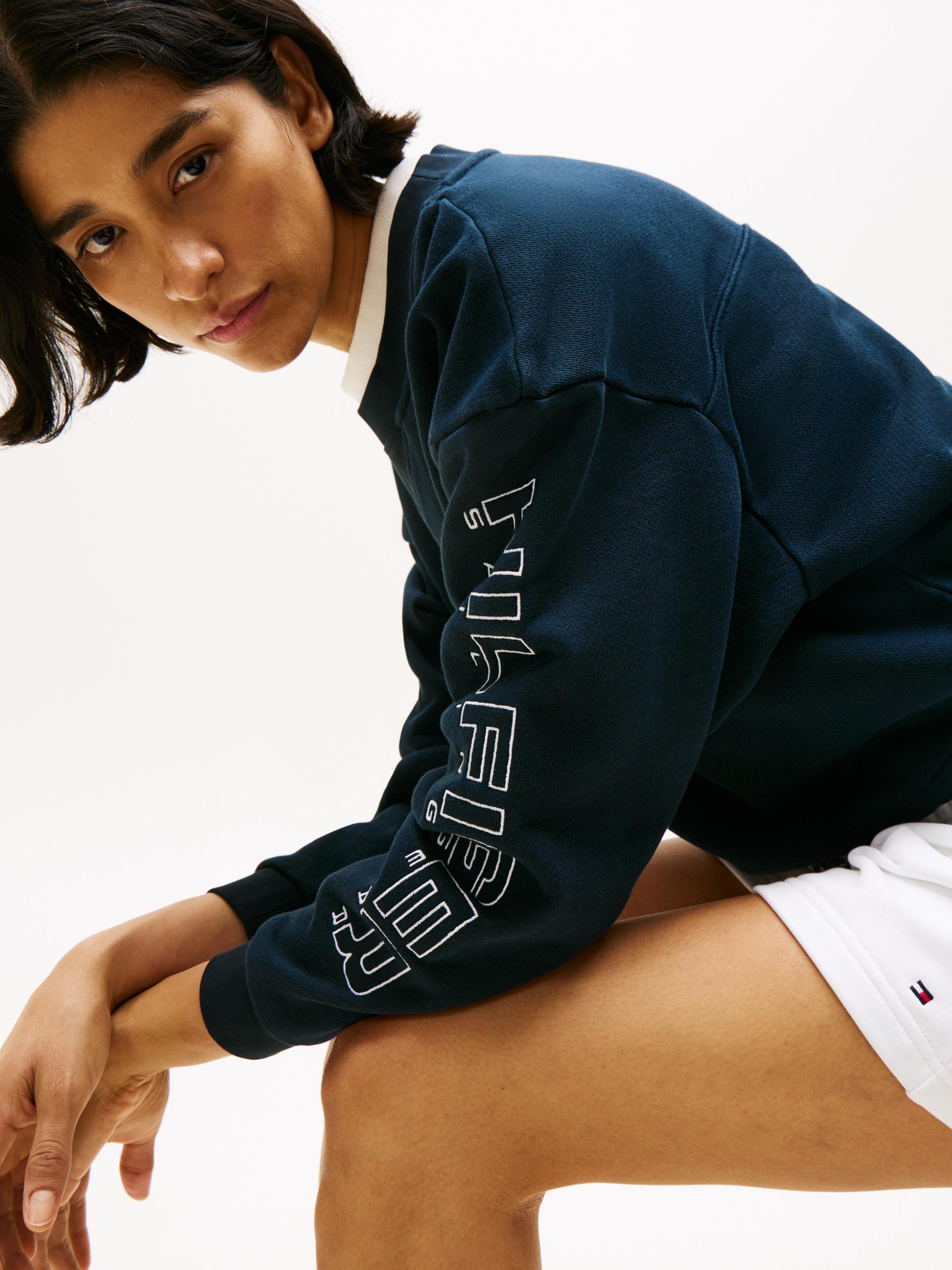 Tommy Hilfiger Organik Pamuk Mavi Kadın O Yaka Yelkenci Sweatshirts - WW0WW46764C1G