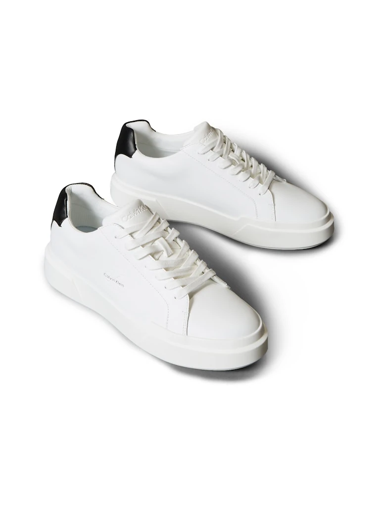 Calvin Klein Erkek Beyaz Deri Kısa Taban Chunky Sneakers