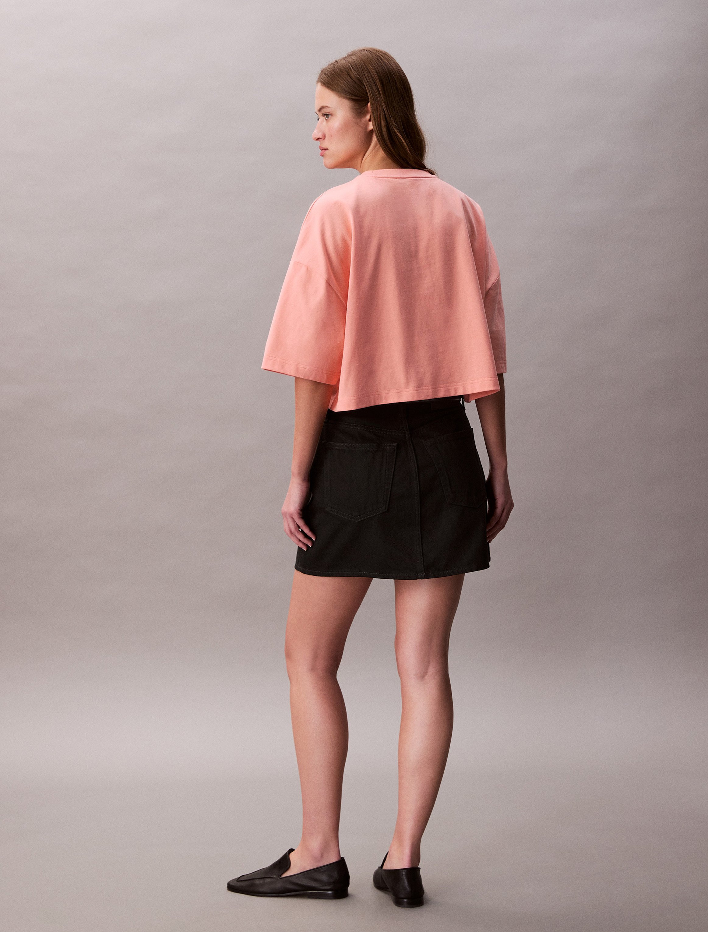 Calvin Klein Kadın Turuncu O Yaka Boxy T Shirt