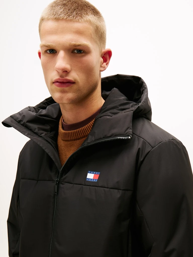 Tommy Hilfiger Erkek Siyah Kapşonlu Mont