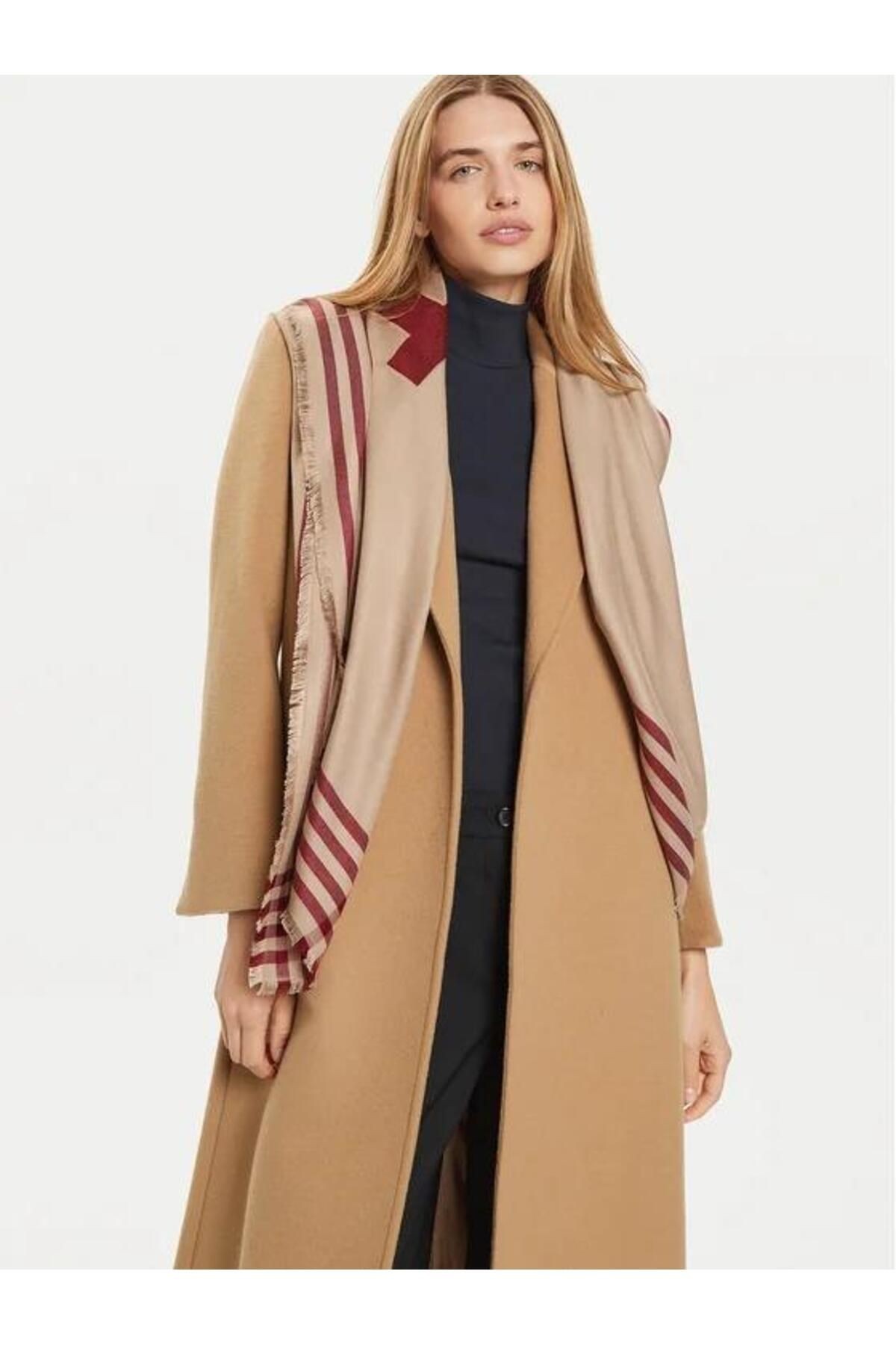 Tommy Hilfiger Pamuk Bej Kadın Desenli Şal
