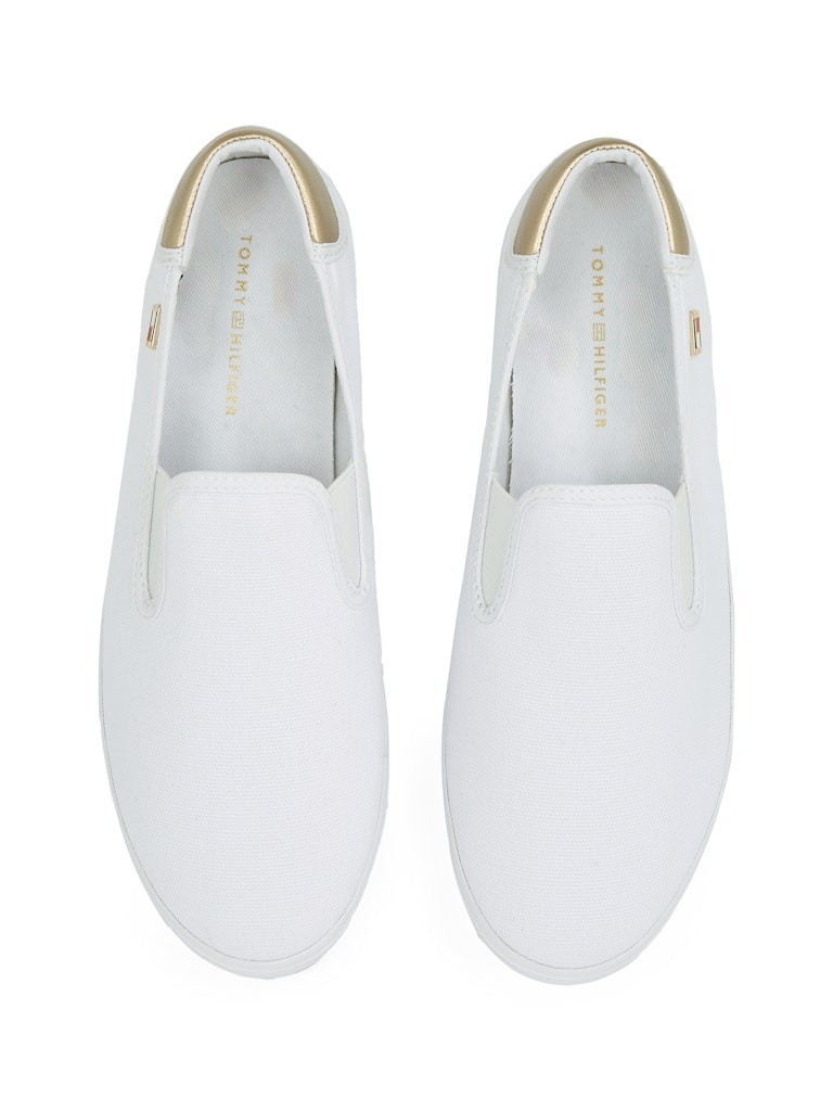 Tommy Hilfiger Pamuk Beyaz Kadın Kısa Taban Sneakers - FW0FW08645YBS