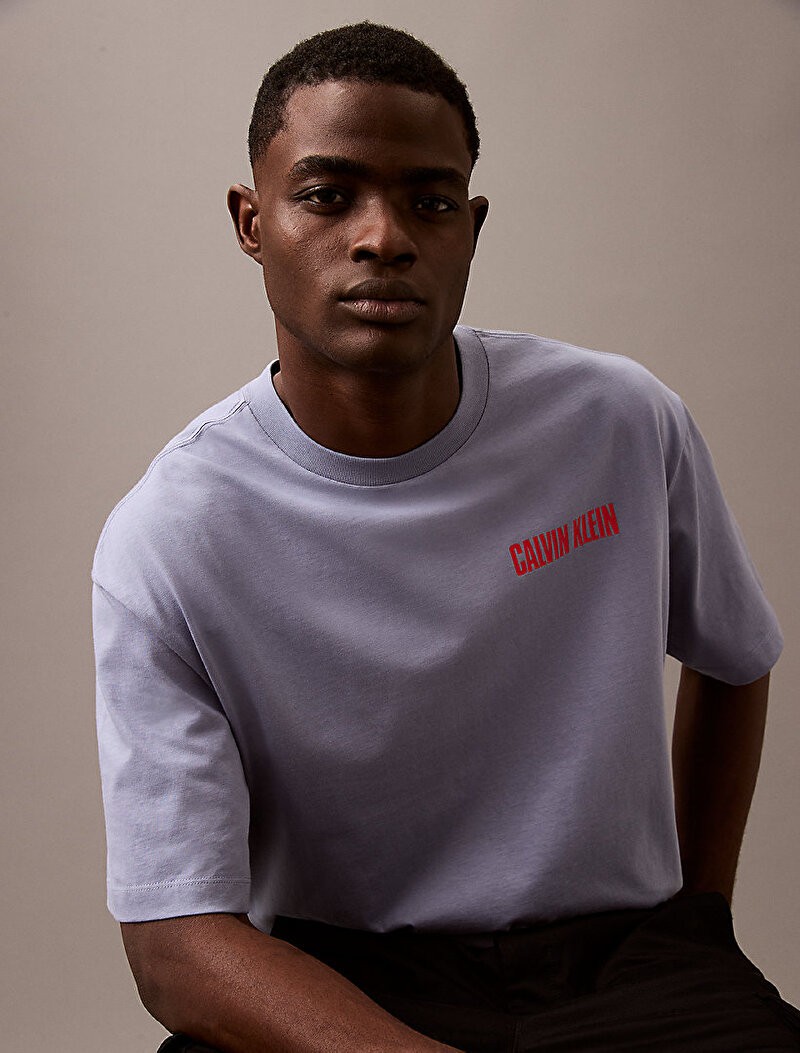 Calvin Klein Rejeneratif Pamuk Mavi Erkek Kısa Kollu T-Shirt - LV04RB851GTMP