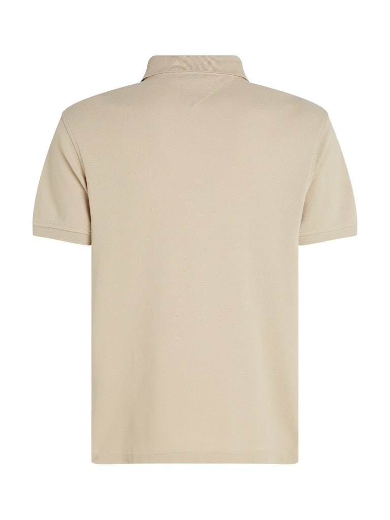 Tommy Hilfiger Organik Pamuk Bej Erkek Kısa Kollu Düğmeli Polo Yaka T-Shirt - MW0MW17770RBT