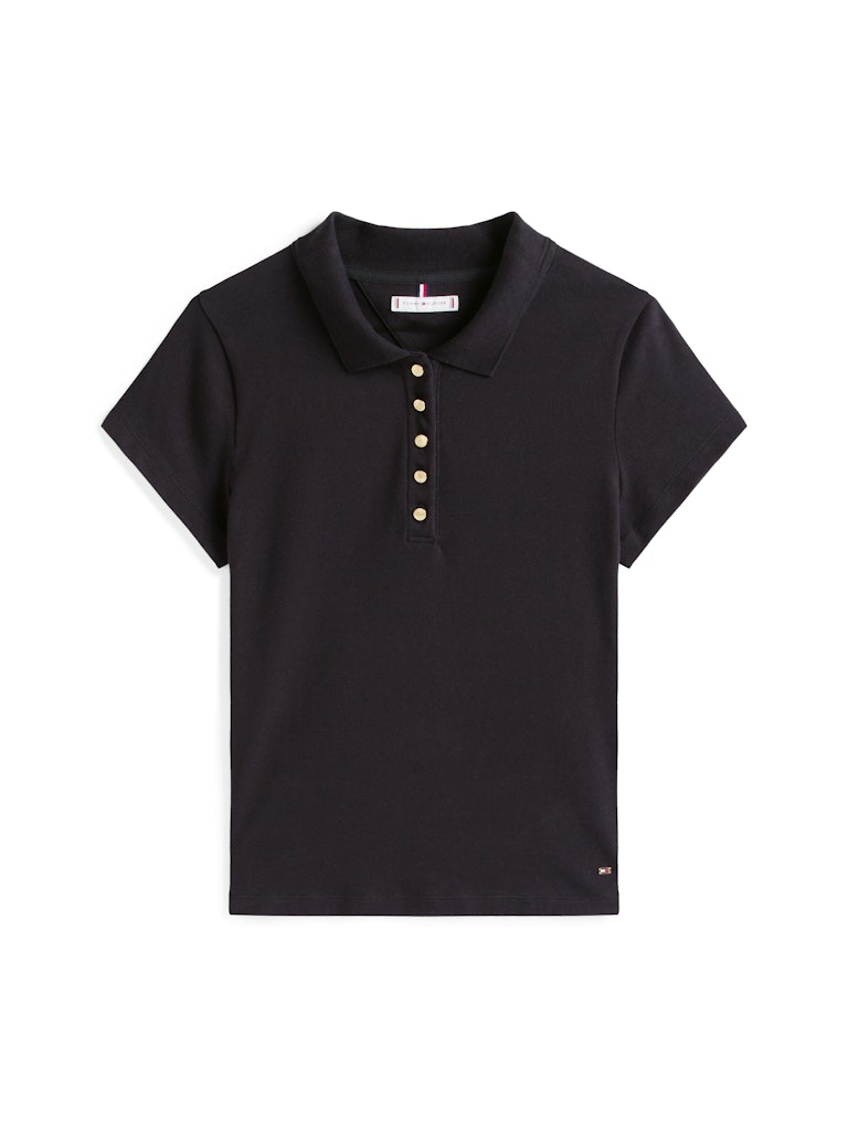 Tommy Hilfiger Kadın Polo Yaka Siyah T-Shirt