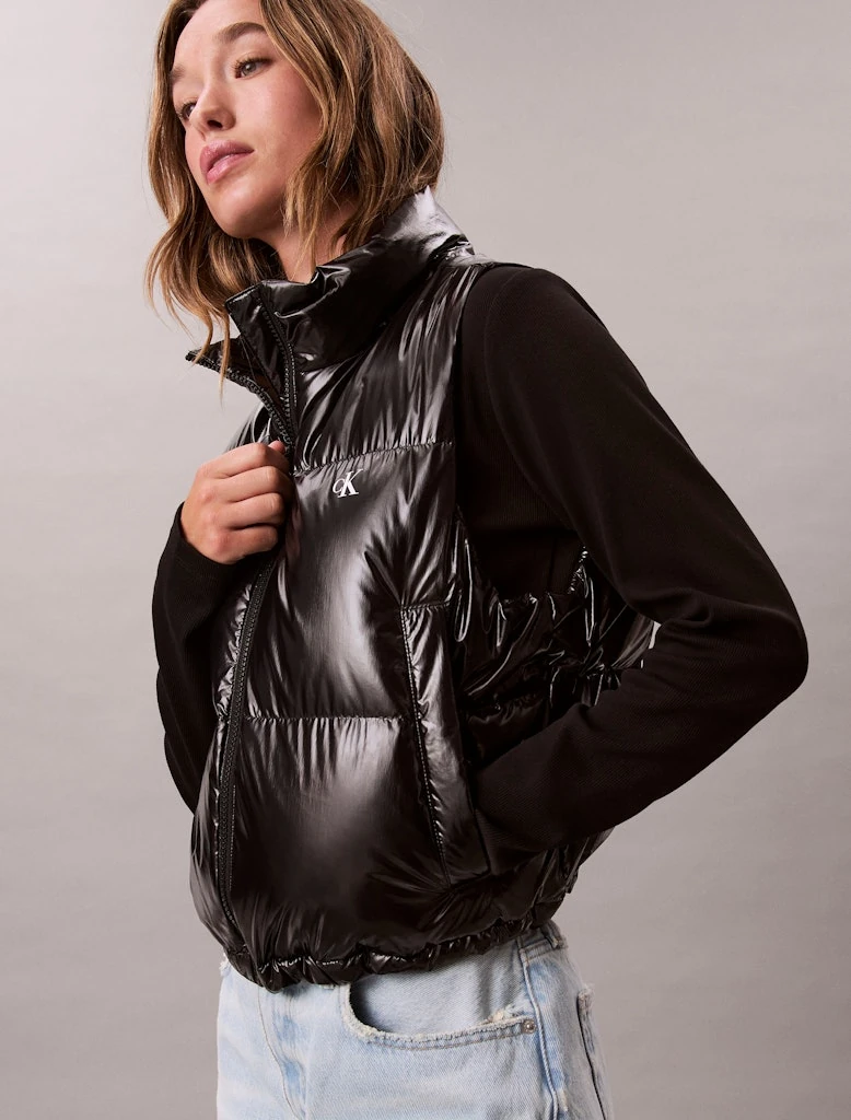 Calvin Klein Kadın Siyah  Puffer Boğazlı Yelek