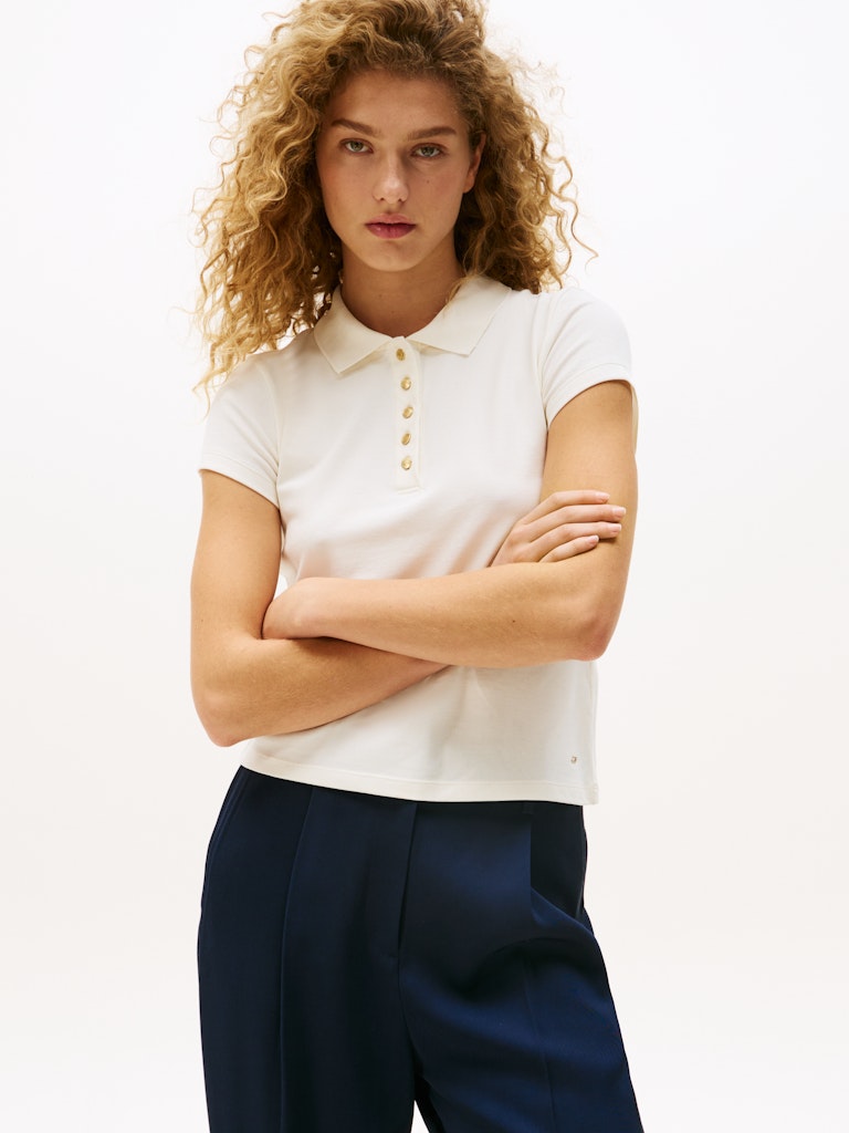 Tommy Hilfiger Kadın Beyaz Polo Yala T-Shirt