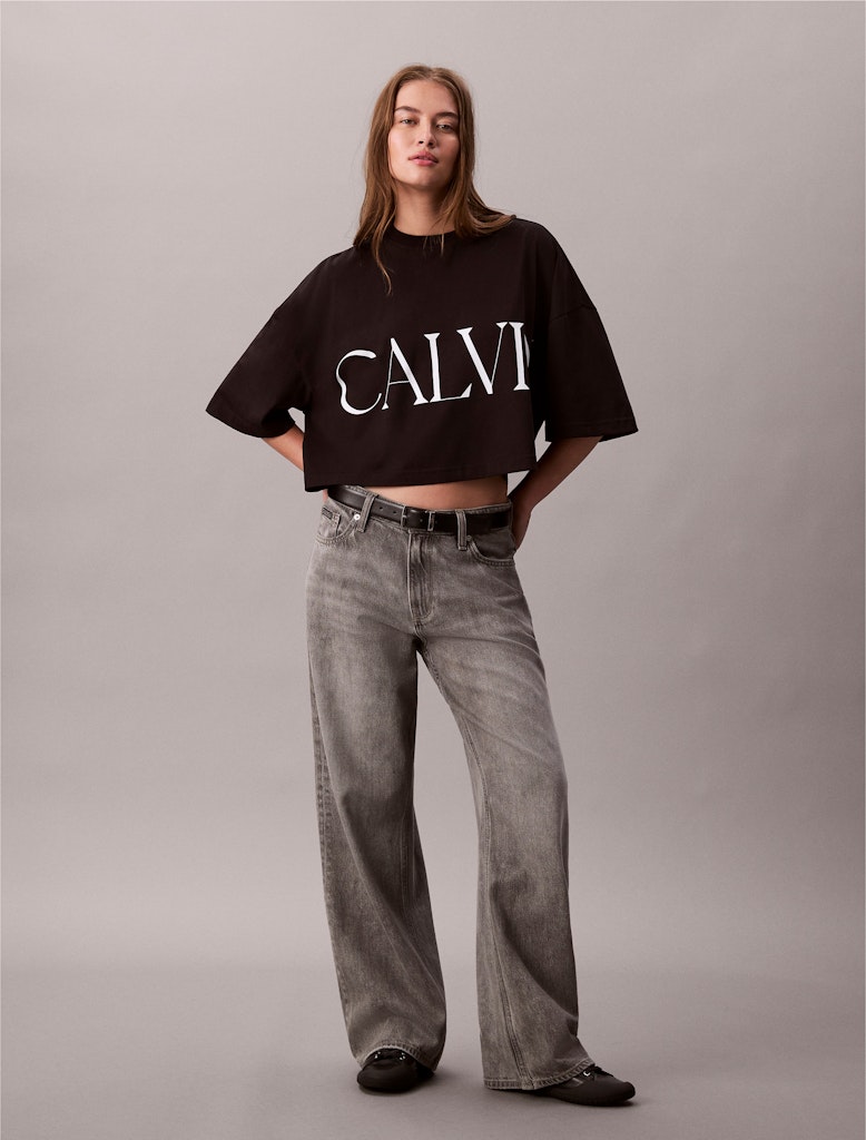 Calvin Klein Kadın O Yaka Crop Siyah T-Shirt