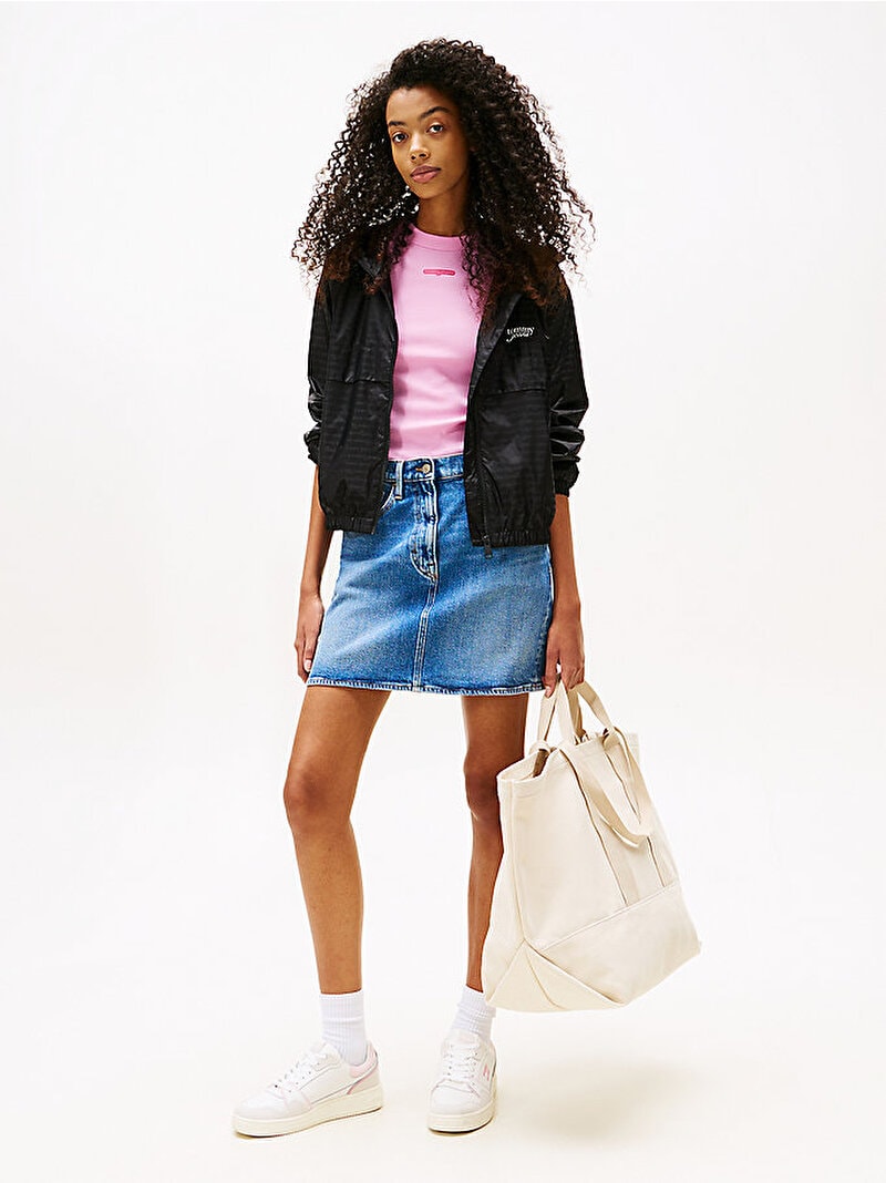 Tommy Hilfiger Kadın Jacquard Siyah Rüzgarlık Ceket
