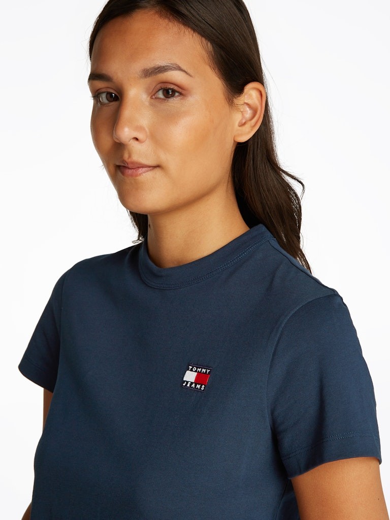 Tommy Hilfiger Rejeneratif Pamuk Lacivert Kadın Kısa Kollu T-Shirt - DW0DW20153C1G